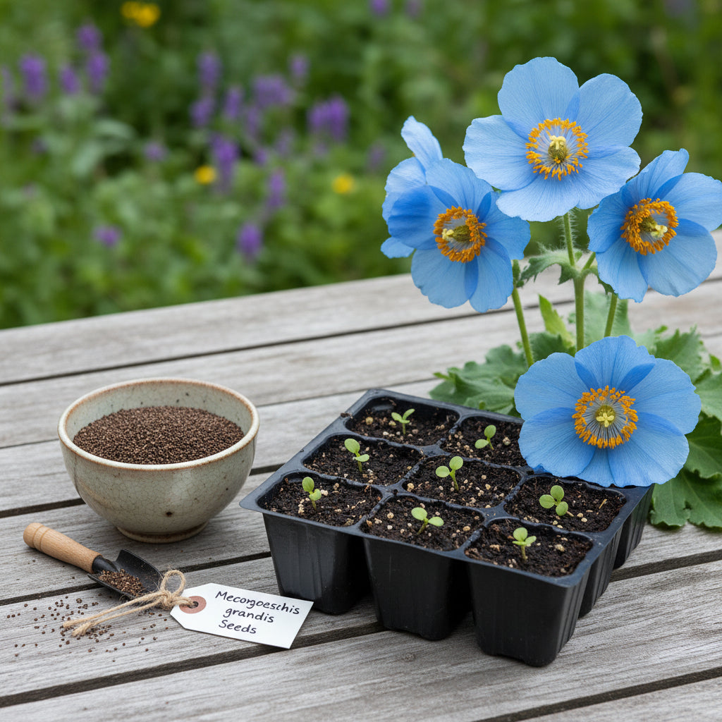 Meconopsis Grandis Flower Seeds — Stunning Blue Himalayan Poppy Seeds for Garden Perennial Blooms