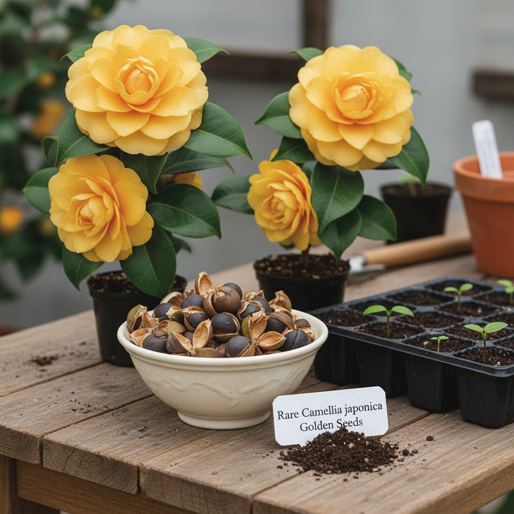 Golden Camellia Seeds — Yellow Camellia Flower Seeds (Camellia japonica)