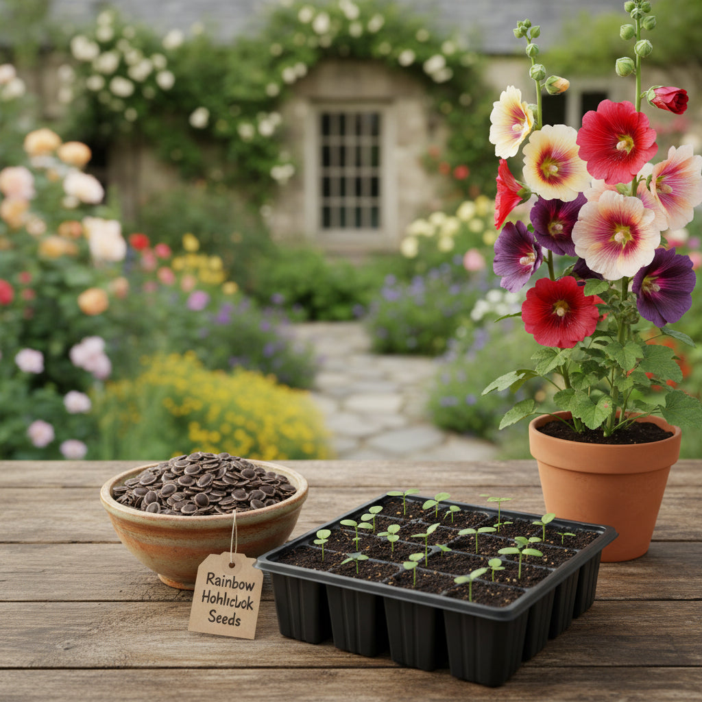 Rainbow Hollyhock Flower Seeds — Colorful & Vibrant Garden Blooms