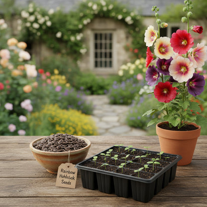 Rainbow Hollyhock Flower Seeds — Colorful & Vibrant Garden Blooms