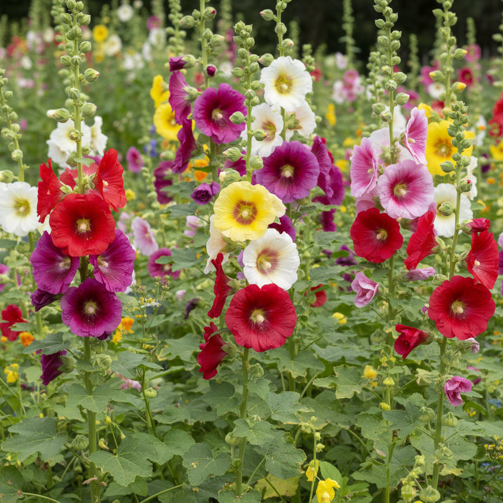 Rainbow Hollyhock Flower Seeds — Colorful & Vibrant Garden Blooms