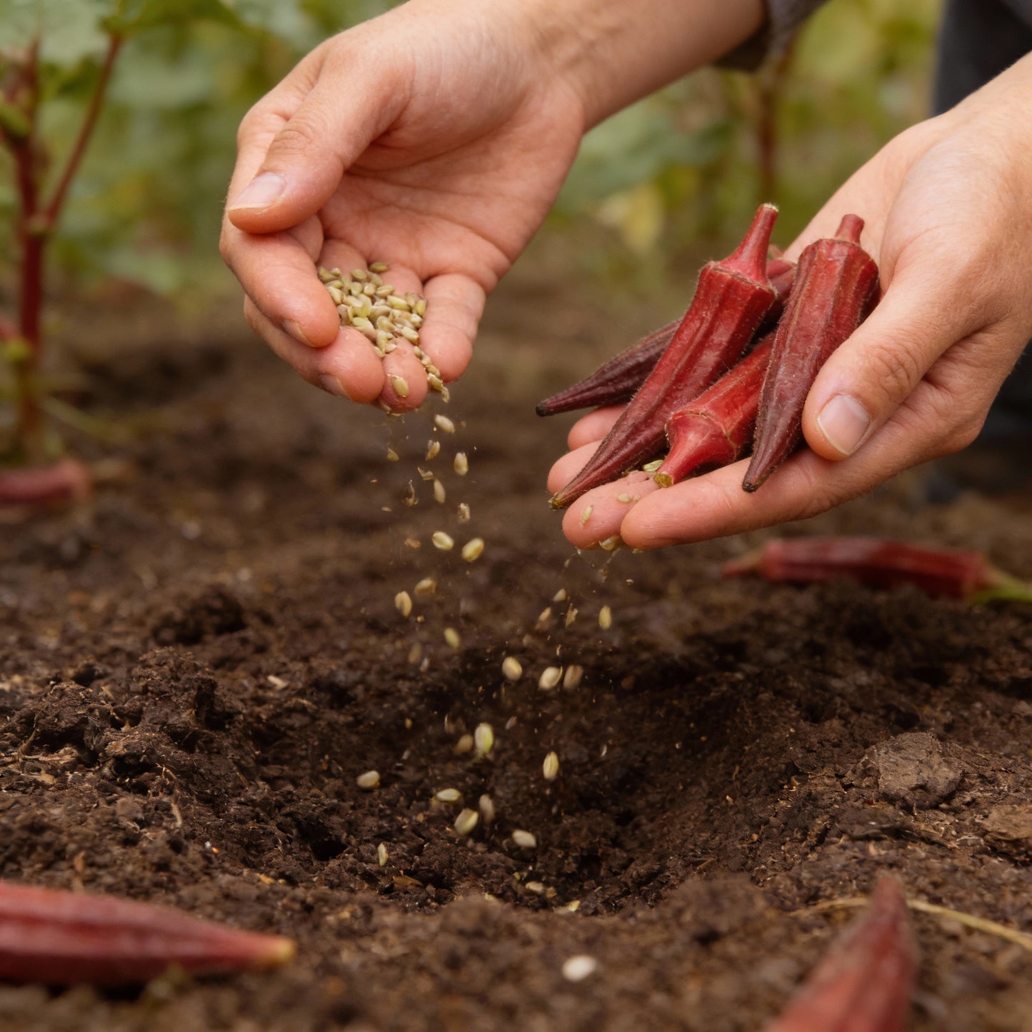 Red Burgundy Okra Seeds for Planting 100 Pcs