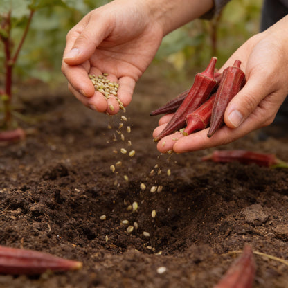 Red Burgundy Okra Seeds for Planting 100 Pcs