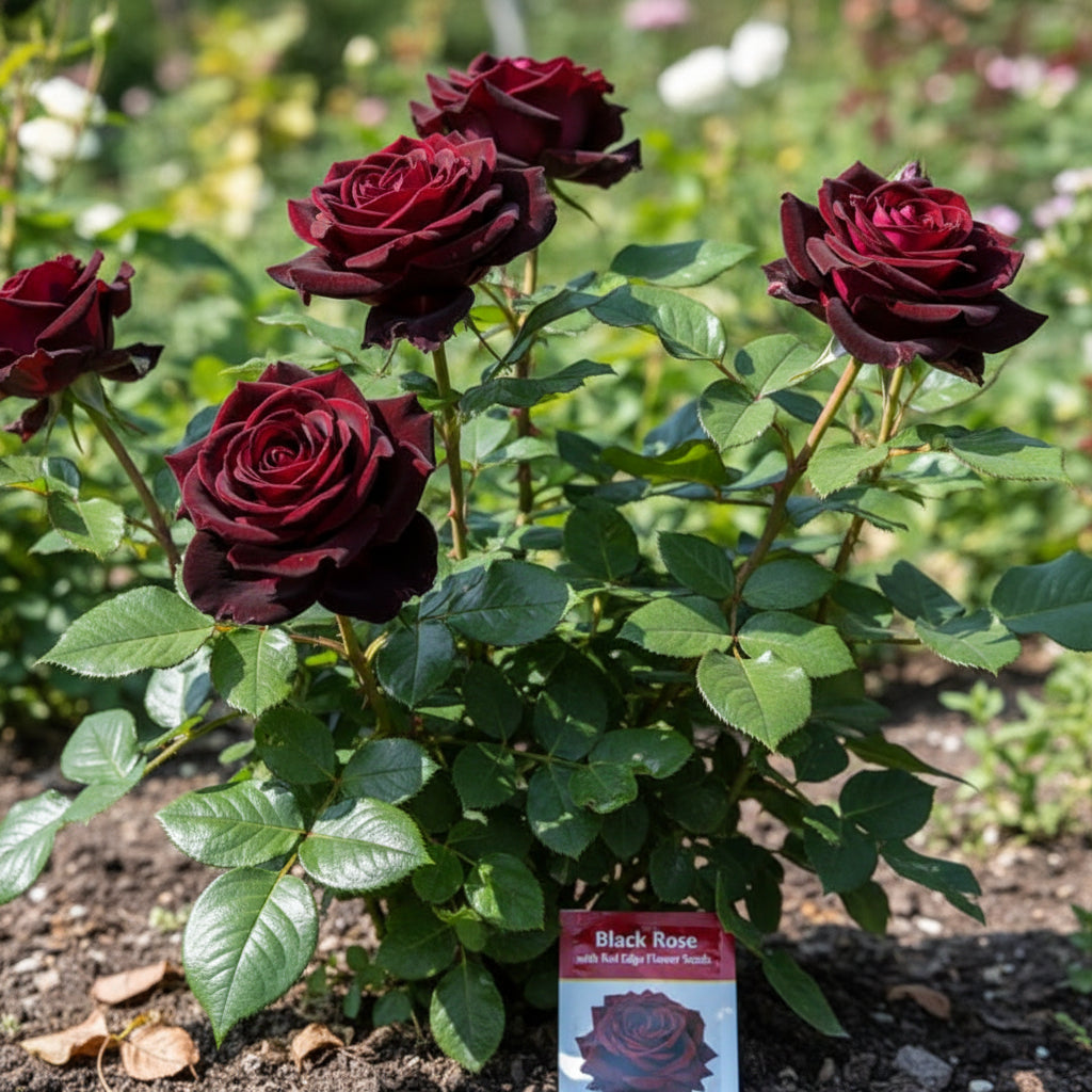 Black Rose with Red Edge Flower Seeds – Exotic Perennial Blooms