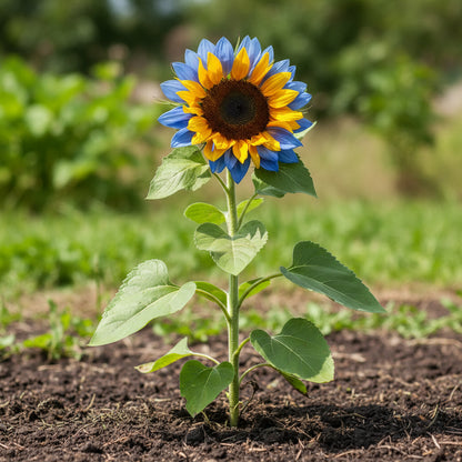 Yellow Blue Sunflower Flower Seeds