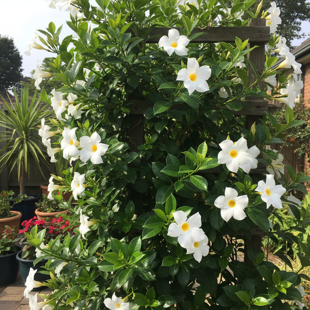 White Mandevilla Vine Flower Seeds for Planting