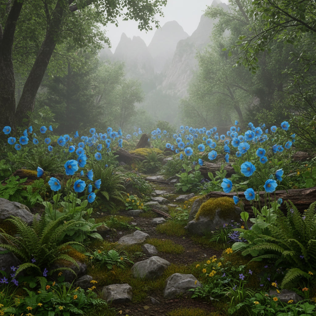 Himalayan Blue Poppy Seeds (Meconopsis betonicifolia) – Exotic Vivid Blue Perennial Flowers