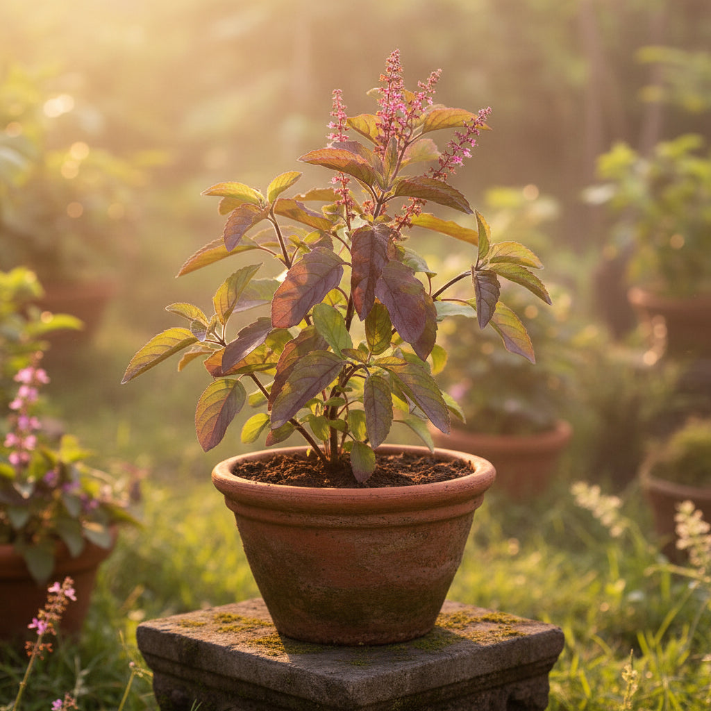 Krishna Tulsi Seeds – Sacred Purple Holy Basil for Home Garden & Herbal Use