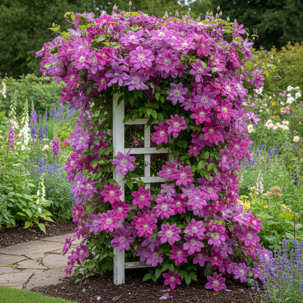 Clematis Fireworks Starter Plants – Deep Pink & Purple Flowering Vine (3 Bulbs)