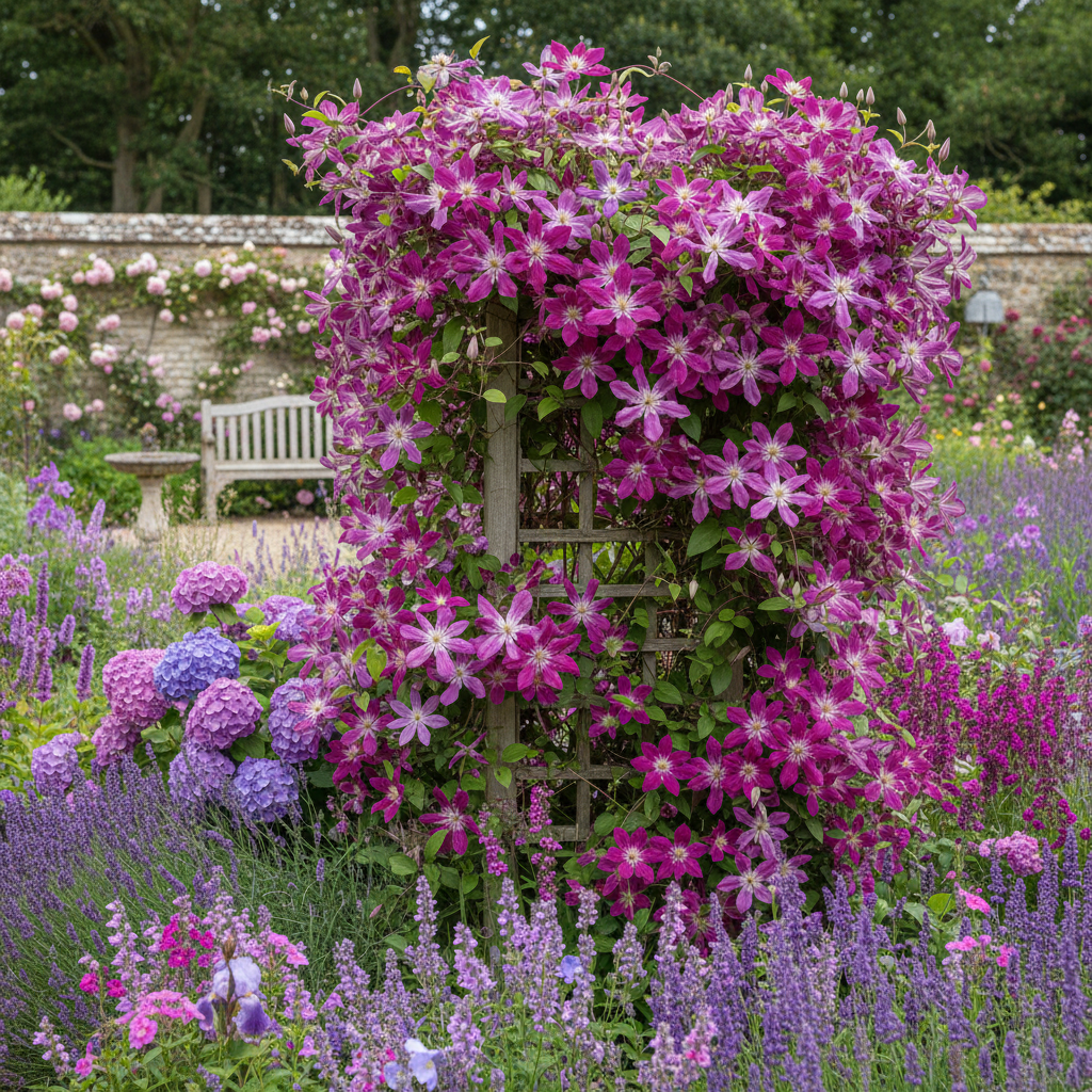 Clematis Fireworks Starter Plants – Deep Pink & Purple Flowering Vine (3 Bulbs)