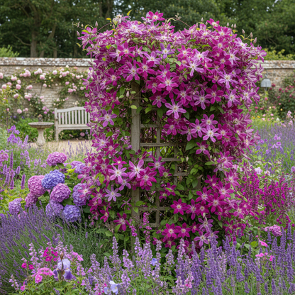 Clematis Fireworks Starter Plants – Deep Pink & Purple Flowering Vine (3 Bulbs)