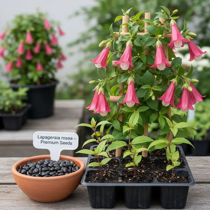 Lapageria Rosea Flower Seeds – Exotic Chilean Bell Vine for Elegant Gardens