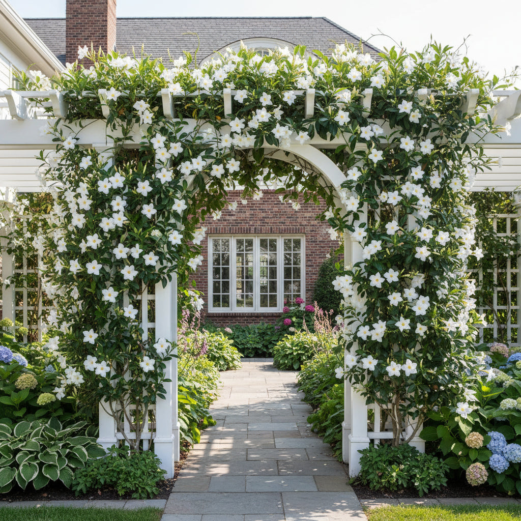 White Mandevilla Vine Flower Seeds for Planting