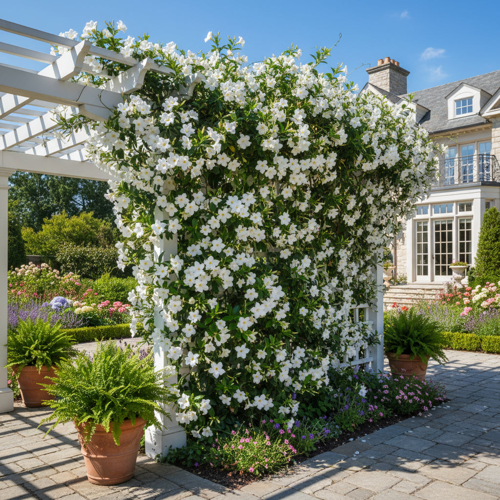 White Mandevilla Vine Flower Seeds for Planting