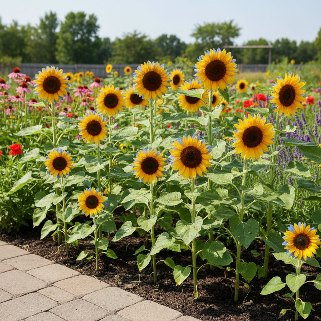 Yellow Blue Sunflower Flower Seeds